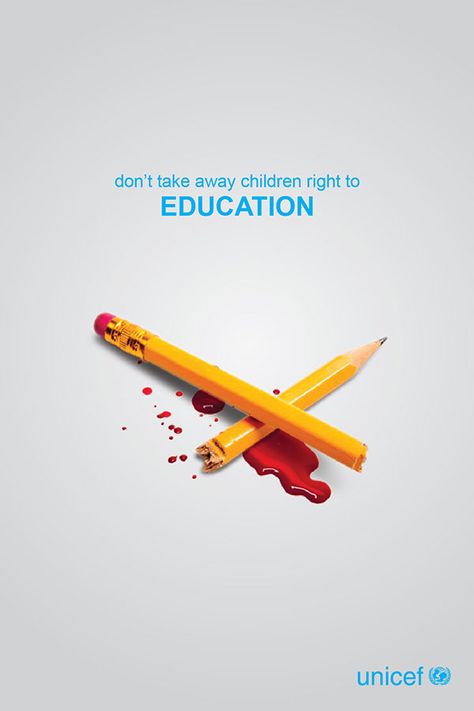 Unicef - Dont take away children rights on Behance - A project by @RamziArabi Right To Education Poster, Public Awareness Poster, Poster Slogan About Education, Children Rights Poster, End Poverty Poster, Children's Day Poster Children Day Poster Design, Advert Design, Education Poster Design, Right To Education