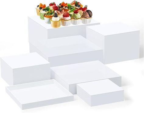 Amazon.com: Leinuosen 7 Pcs Acrylic Display Box Acrylic Cube 5 Sided Acrylic Box with Hollow Bottom Food Risers for Buffet Table Nesting Acrylic Stands for Display Storage, Square, 7 Size (White) : Industrial & Scientific Risers For Buffet Table, Food Risers, Catering Box, Acrylic Display Box, White Industrial, Display Risers, Display Storage, Acrylic Display, Buffet Table