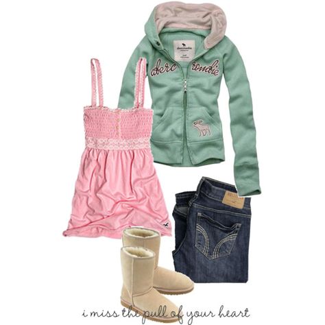 Pastel Y2k Outfit, Pink And Green Scene Outfit, Fairy Core Outfits Pink And Green, Pink Hollister Coat, Hollister 2000s, Cute Pastel Outfits, Hollister Clothes, Pastel Goth Polyvore, Outfits 2014