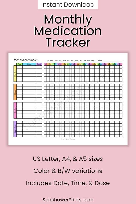 Medication Tracker Printable Planner - Prescription Checklist, Health & Recovery Record, Illness Symptom Management, Digital Download PDF Medication Checklist, Medication Chart Printable, Symptom Tracker Printable, Medication Tracker Printable, Medication Schedule, I Wanna Be A Billionaire, Food Schedule, Medication Log, Medication List