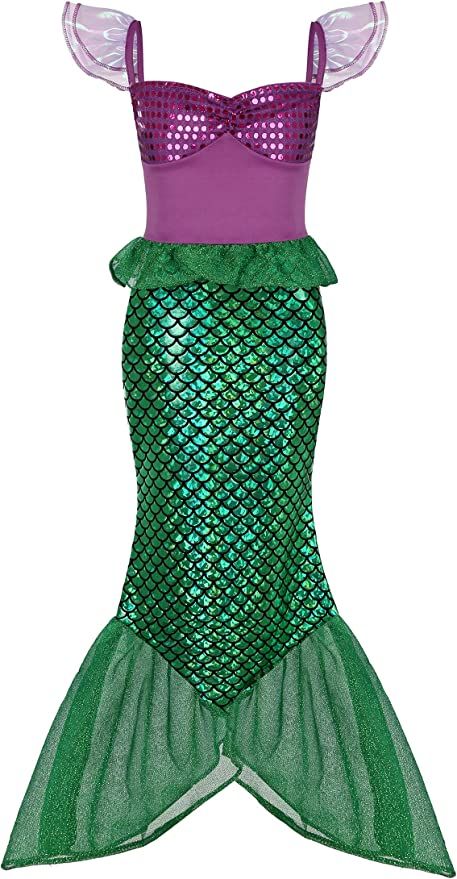 Ariel Dress For Kids, Girl Mermaid Costume, Girls Mermaid Costume, Ariel Costume, Wig Headband, Ariel Costumes, Little Mermaid Dresses, Birthday Party Halloween, Little Mermaid Costume