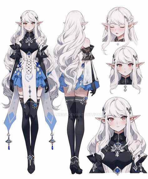 Catalyst Genshin Impact Design, Genshin Character Outfits, Genshin Concept Art Characters, Genshin Female Oc, Anime Outfit Ideas Character Design, Water Themed Character Design, Genshin Outfits Ideas, Genshin Oc Female, Vtuber Model Reference