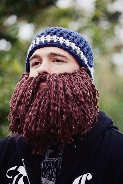 Crochet Beard Hat, Pirate Beard, Yarn Beard, Crochet Beard, Cowboys Hat, Beard Beanie, Thick Crochet, Brown Beard, Fake Beards