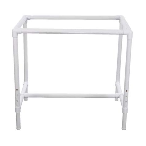 "Buy the Dritz® 35'' White Adjustable Quilter's Floor Frame at Michaels. com. Lightweight, portable, and easy to assemble and store. The Dritz Quilt Frame is lightweight, portable, and easy to assemble and store. It has four adjustable legs and tilts to four comfortable angles with adjustable height. This package contains a floor frame, plastic clamps for safely adjusting fabric tension, and instructions. Details: White 12'' x 4.5'' x 36.5'' Adjustable from 29'' to 35'' Tiles to 4 angles PVC con Sewing Craft Table, Quilt Frame, Quilting Frames, Pvc Flooring, Sewing Workshop, Floor Framing, Needlework Embroidery, Table Frame, Frame Stand