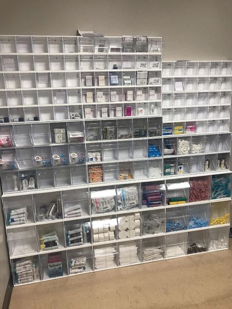 Ready, Set, Get Your Dental Supplies Organized with Tip Out Bins Dental Supply Organization, Medical Supply Organization, Dentist Office Design, Pediatric Dental Office, Dental Cabinet, Supply Room, Dental Office Design Interiors, Medication Storage, Office Organization At Work