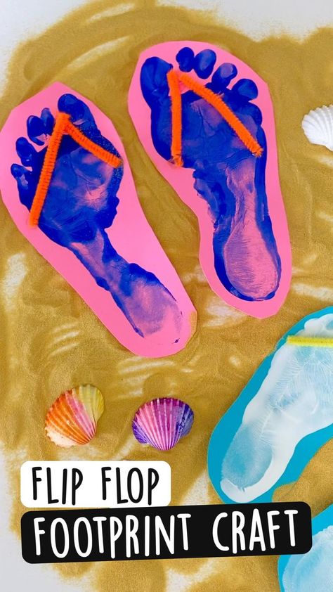 Flip Flop | Summer preschool crafts, Preschool crafts, Summer crafts Beach Crafts For Kids, Summer Preschool Crafts, Flip Flop Craft, Footprint Craft, Beach Hacks Kids, Baby Art Projects, Summer Preschool, Beach Necessities, Toddler Arts And Crafts