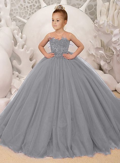 Silhouette:Princess,Ball Gown; Hemline / Train:Sweep / Brush Train; Closure:Zipper UP; Fully Lined:No; Category:Flower Girl Dresses; Embellishment:Artificial feather,Ruching; Season:Summer,Spring; Fabric:Tulle,Satin; Sleeve Length:Sleeveless; Tips:Professional dry cleaner only,Colors may vary slightly due to different monitor settings; Occasion:Christmas,Event / Party,Party; Waistline:Natural; Neckline:Jewel Neck; Brand:LAN TING Express; Listing Date:01/21/2022; Bust:; Dress Length:; Hips:; Wais Beautiful Gowns Princesses, Old Ball Gowns, Princess Dresses Kids Ball Gowns, 10 Years Girl Dress, Latest Gown Styles, Cute Prom Dress, Princess Dresses Kids, Prom Dress Satin