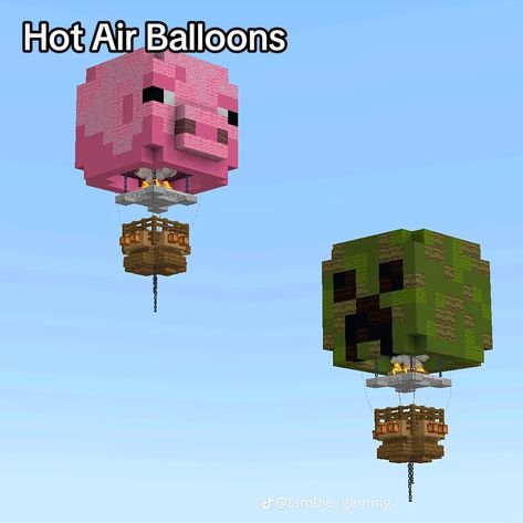 Minecraft Hot Air Balloon, Buildings In Minecraft, Minecraft Statues, Rumah Minecraft Sederhana, Bangunan Minecraft, Minecraft Farm, Minecraft Cottage, Minecraft House Tutorials, Minecraft Castle