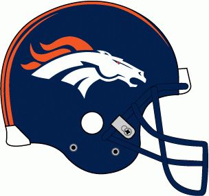 Denver Broncos Helmet Logo (1997- present) Navy helmet, white bronco logo with orange stripes, navy facemask Denver Broncos Helmet, Nfl Uniforms, Denver Broncos Logo, Nfl Broncos, Nfl Football Art, Broncos Logo, Helmet Logo, Denver Broncos Football, Football Team Logos