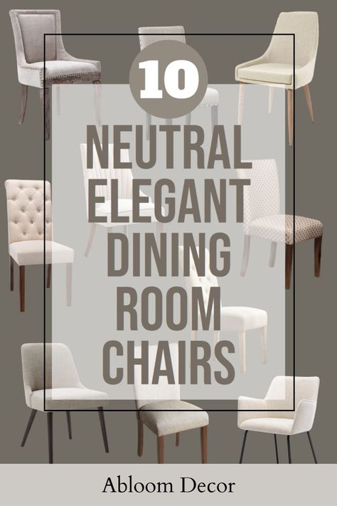 ten neutral upholstered dining room accent chairs Dining Chair Ideas, Cream Dining Room, Dining Room Accent Chairs, Dining Room Chairs Upholstered, Chair Ideas, Elegant Dining Room, White Chair, Upholstered Side Chair, Fabric Dining Chairs