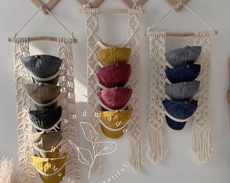 Macramebeautiful - Etsy Australia Macrame Hat, Cap Rack, Macrame Hammock, Cap Holder, Cap Organizer, Wall Hats, Plant Pot Design, Cap Display, Hat Holder