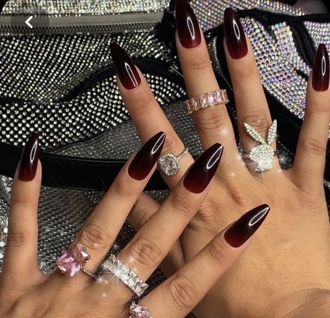 Cherry Jelly, Vintage Nails, Goth Nails, Cherry Cola, Burgundy Nails, Jelly Nails, Leaving Home, Sparkly Nails, Pretty Acrylic Nails