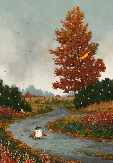 Autumn Scenery Illustration, Autumn Woodland Illustration, Fall Scene Illustration, Autumn Art Wallpaper, Fall Posters, Pumpkin Paint, Fall Moodboard, Fall Illustration, Halloween Pics