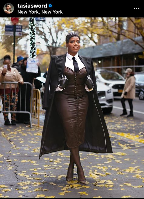 Fantasia Barrino, American Idol Winner, The Color Purple, Glam Hair, Bustier Dress, Interview Outfit, Fashion Board, Brown Dress, Purple Color