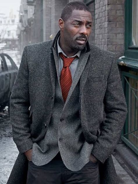 Idris Elba Luther, Idris Alba, John Luther, Actor Idris, Slim Jacket, Coat For Men, Idris Elba, Black Actors, Grey Coat