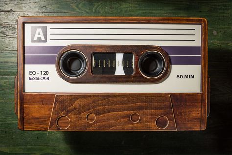 My Friend Made This Awesome Cassette Tape Coffee Table Cassette Storage, Cassette Audio, Music Room Decor, Vinyl Record Storage, Office Makeover, Audio Cassette, Cassette Tape, Flipping Furniture, How To Antique Wood