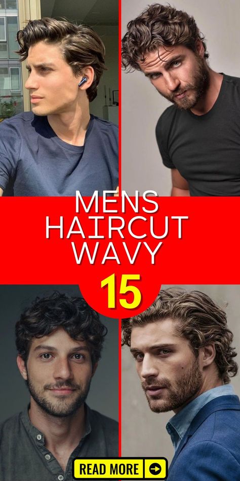 For men with wavy hair, the trend in 2024 leans towards medium-length hairstyles that offer flexibility and style. This mens haircut wavy style works well for all face shapes, including round faces, and can be tailored to individual preferences. The medium length allows for a range of styling options, from casual to formal, making it a versatile and trendy choice Hairstyles For Men With Thick Wavy Hair, Haircut Ideas For Men Wavy Hair, Medium Length Wavy Men’s Haircut, Men's Haircuts For Wavy Hair, Thick Haircut Men, Hairstyles For Men With Wavy Hair, Mens Hairstyles Wavy Thick Hair, Wavy Male Hairstyles, Mens Haircut Thick Hair Wavy