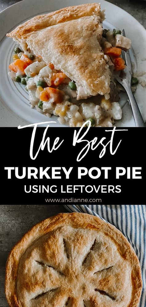 Leftover Turkey Ideas, Easy Turkey Pot Pie Recipe, Turkey Pot Pie Easy, Easy Leftover Turkey Recipes, Pot Pie Recipe Easy, Turkey Pot Pie Recipe, Turkey Casserole Recipe, Holiday Potluck, Turkey Ideas