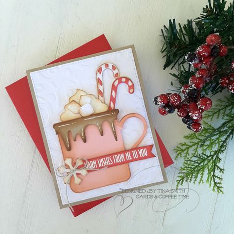 https://cardsandcoffeetime.com/2019/10/22/try-it-out-tuesday-elizabeth-crafts-designs/ Hot Chocolate Card, Chocolate Card, Gift Cards Money, Warm Drinks, Coffee Cards, Elizabeth Craft Designs, Elizabeth Craft, Diy Christmas Cards, Marianne Design