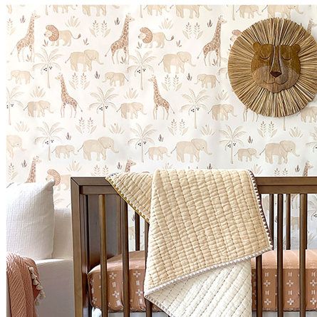 Cream Safari Wallpaper, Dusty Pink Safari Nursery, Gender Neutral Nursery Wallpaper Safari, Baby Boy Nursery Safari Wallpaper, Safari Nursery Uk, Louisiana Nursery, Vintage Safari Nursery, Zoo Animal Nursery Theme, Safari Wallpaper Nursery