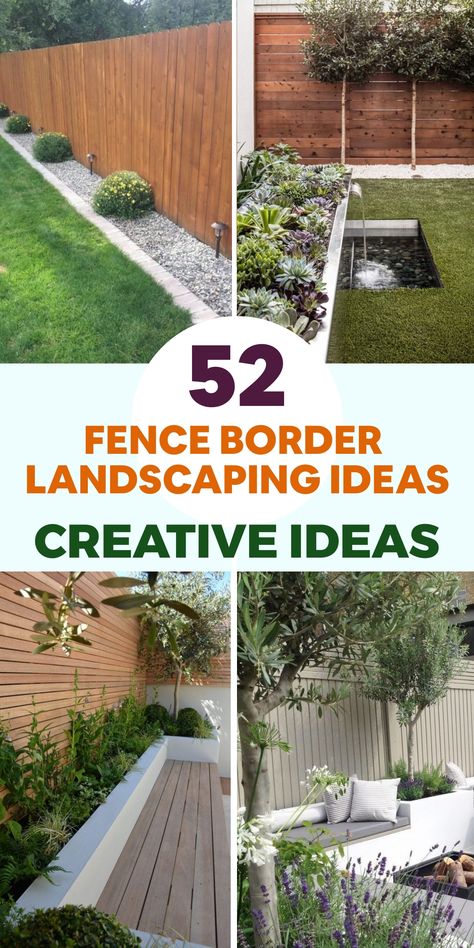 Fences are useful for providing privacy, security, and boundary definition, but they can also be an eyesore in an otherwise beautiful landscape. How can you Plants Fence Line, Fence Border Landscaping Backyard Ideas, Border Landscaping Ideas, Fence Line Landscaping Ideas, Fence Border Landscaping, Creative Fence, Border Landscaping, Fence Landscaping Border Backyard Ideas, Privacy Fence Landscaping