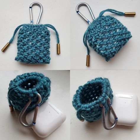 Macrame Earpods Case, Airpod Bag Crochet, Macrame Airpod Case, Airpod Pouch Crochet, Dog Poop Bag Holder Diy, Free Crochet Socks, Porta Airpods, Macrame Mini, Ear Pods