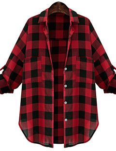 Women's Plaid Shirt (COTTON) Red Flannel Shirt, Batwing Sleeve Blouse, Pocket Blouse, Red Plaid Shirt, Plaid Shirts, Half Sleeve Shirts, Red Flannel, Gingham Tops, Flannel Tops