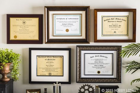 Diploma Display Wall, Diploma Wall Decor, Diploma Wall, Certificate Design Inspiration, Diploma Display, Degree Frame, Congratulations On Your Graduation, Degree Wall, Graduation Frame