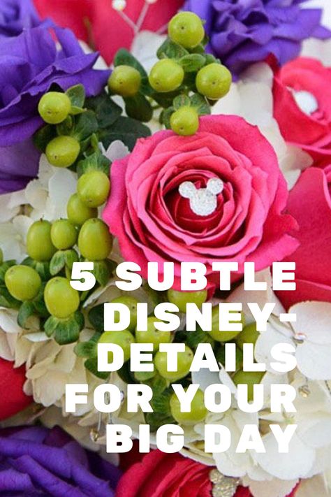 Small Disney Wedding Details, Subtle Disney Wedding Ideas, Disney Bouquet, Subtle Disney Wedding, Disney Wedding Favors, Disney Inspired Wedding, Disney Wedding Theme, 2025 Wedding, Disney Fairy Tale Weddings