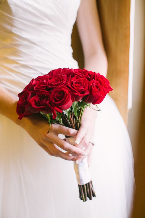 My wedding bouquet ❤ Red Rose Bridal Bouquet, Red Rose Bouquet Wedding, Red Flower Bouquet, Small Bridal Bouquets, Dried Flowers Wedding, Red Wedding Flowers, Red Rose Bouquet, Red Wedding Dresses, Hand Bouquet