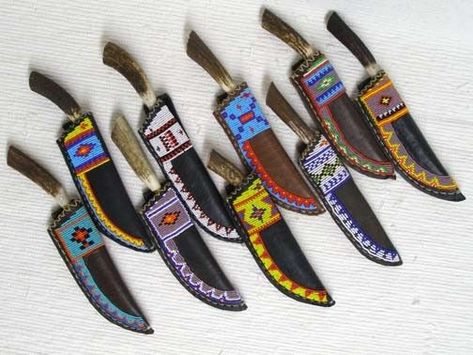 Handmade Native American Bone-Knives & Weapons | Kachina House Cool Pocket Knives, Serrated Knife, Karambit Knife, Native American Crafts, Native Beadwork, Native American Artifacts, Native American Beadwork, Knife Sheath, Cooking Area