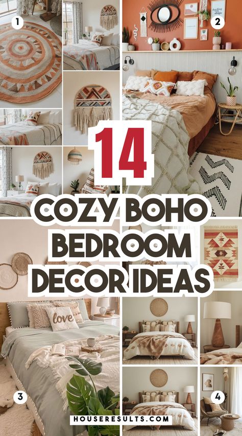 Create a serene and cozy boho atmosphere in your bedroom with these decor ideas! 🌾✨ From comfy throws to unique decor pieces, learn how to style your space beautifully. Embrace your creativity! Save this pin for easy access to inspiration later! Boho Bedroom Ideas For Teens, Boho Guest Bedroom Ideas, Boho Aesthetic Bedroom, Boho Bedroom Ideas Bohemian Cozy, Macrame Bedroom Decor, Cozy Boho Bedroom Ideas, Boho Home Decor Ideas, Bedroom Boho Decor, Boho Bedroom Inspirations