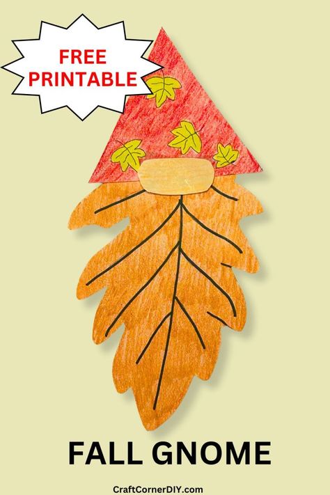 Fall gnome craft. Fall Prek Craft Ideas, November Easy Crafts For Kids, Gnome Fall Bulletin Board Ideas, Fall Craft Toddler Easy, Crafts For Preschoolers Easy Fall, Fall Gnome Printables Free, Thanksgiving Craft Ideas For 5th Graders, November Kids Crafts Easy, Leaf Gnome Craft