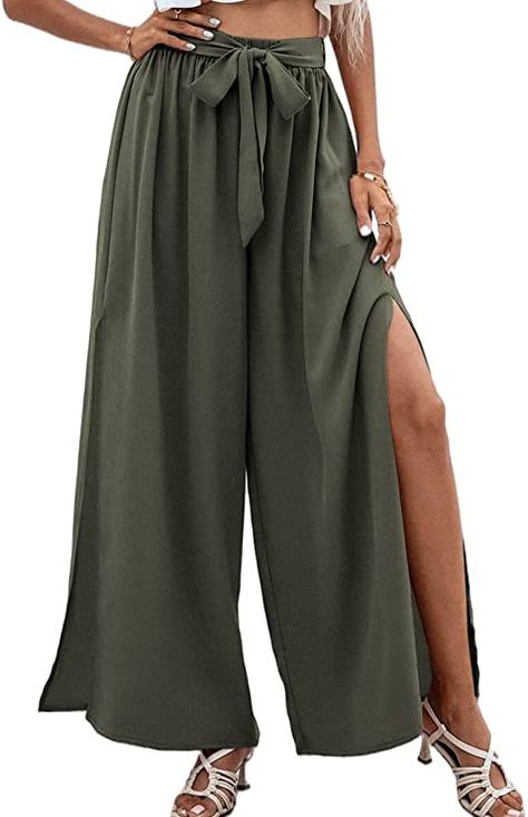 Boho Wide Leg Pants, Teacher Capsule Wardrobe, Paperbag Hose, Paperbag Pants, Womens Wide Leg Pants, Casual Wide Leg Pants, Loose Trousers, Boho Pants, Flowy Pants