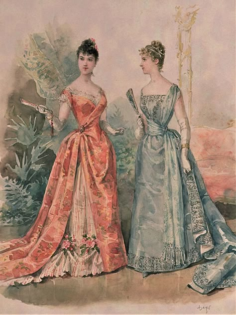 Fashion Plate - La Mode Illustree - 1888 Gilded Age Fashion, 1870 Fashion, Victorian Era Dresses, Decades Fashion, Historical Gowns, Victorian Era Fashion, 1880s Fashion, Decades Of Fashion, 1890s Fashion