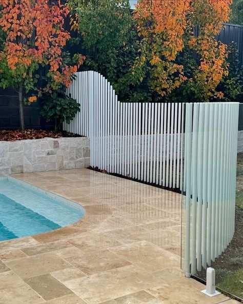 Yergan Landscape | Project Dorothy – A space designed to take you to coastal bliss. From custom stone cuts to natural sandstone, every detail radiates the… | Instagram Batten Fencing, Pool Fences, White Pool, Pool Inspiration, Custom Water Feature, Rose Street, Pool Fence, Hamptons Style, Chapel Hill