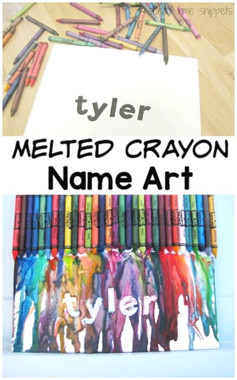 This crayon drip name art project is a fun process art activity using melted crayons! Your child will love creating this melted crayon keepsake project on canvas. #artprojectsforkids Melted Crayon Canvas, Crayon Canvas Art, Name Art Projects, Crayon Canvas, Fall Fair, Melted Crayons, Melted Crayon Art, Crayon Crafts, Crafty Hobbies