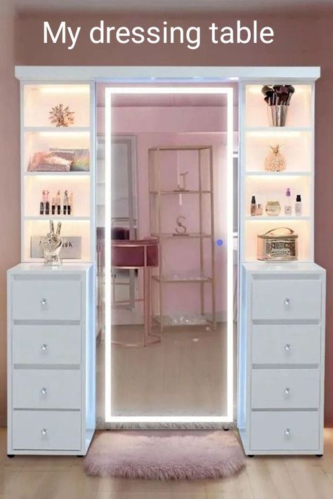 Dressing Table In Corner Of Room, Less Space Dressing Table Ideas, Vanity Dressing Table Ideas, Makeup Dressing Table Ideas, Aesthetic Dressing Table Ideas, Drasing Table Model, Bedroom Dressing Area Ideas, Dressing Table Ideas Aesthetic, Dressing Table Design Modern Dressing Table Designs