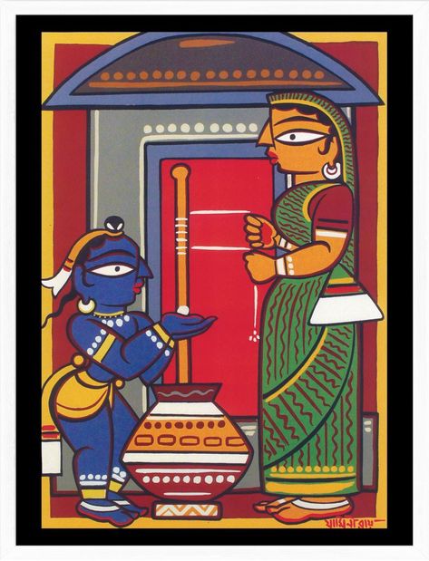 Krishna & Yashoda| Jamini Roy | Kalighat Painting | Indian Art | Wall Decor | Indian Woman | Digital Downloadable Image Yashoda Krishna, Jamini Roy, Phad Painting, Art Krishna, Modern Indian Art, Gond Painting, Bengali Art, Kalamkari Painting, Indian Painting