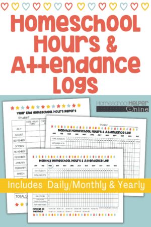 Homeschool Hours and Attendance Logs and Year-End Report - Homeschool Helper Online Homeschool Attendance Tracker, Missouri Homeschool Hour Log, Homeschool Hours Log, Homeschool Attendance Printable Free, Homeschool Attendance Sheet, Homeschool Tracker, Homeschool Attendance, Teaching Binder, Homeschool Advice