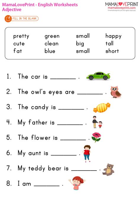 This set of Basic Grammar (Adjectives) Worksheets is a simple lesson designed to practice basic grammar - adjectives. We introduce adjectives as words that describe nouns. Students will learn how :

Find and circle adjectives.
Circle the nouns and underline the adjectives.
Matching the nouns and adjectives.
Fill the nouns and adjectives in the blank.
Choose the correct adjectives.
Writing exercise.
Adjective list. Adjectives For Grade 2 Worksheets, Fill In The Blanks With Adjectives, Grade 1 Adjectives Worksheet, Noun Adjective Worksheet, Find The Adjectives Worksheets, Adjective Worksheet For Kindergarten, Describing Words Grade 2, Circle The Adjectives Worksheets, Adjectives For Kindergarten