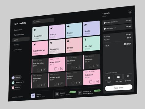 CosyPOS – restaurant POS system Dessert Drinks Alcohol, Health Tracker App, Ui System, Tablet Ui, Pos Design, Ux Kits, Ui Design Dashboard, Pos System, Dashboard Ui