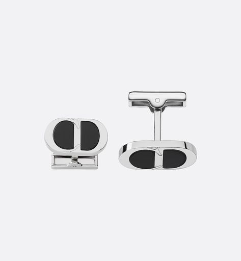 CD Icon Cufflinks Silver and Black Resin | DIOR Dior Cufflinks, Cd Icon, Men Dior, Christian Dior Couture, Black Resin, Silver Cufflinks, Cufflinks Men, Cuff Links, Classic Shirt