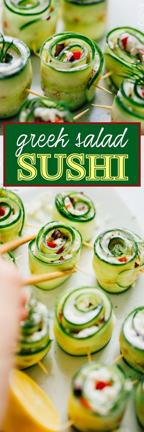 Today’s we’re making a Mediterranean-inspired Greek Salad Sushi that takes everything good about Greek salad and wraps it up into a delicious sushi roll! Greek Sushi, Greek Pool, Tailgate Foods, Cucumber Sushi, Mediterranean Life, Healthy Munchies, Pool Drinks, Cucumber Rolls, Easy Sushi