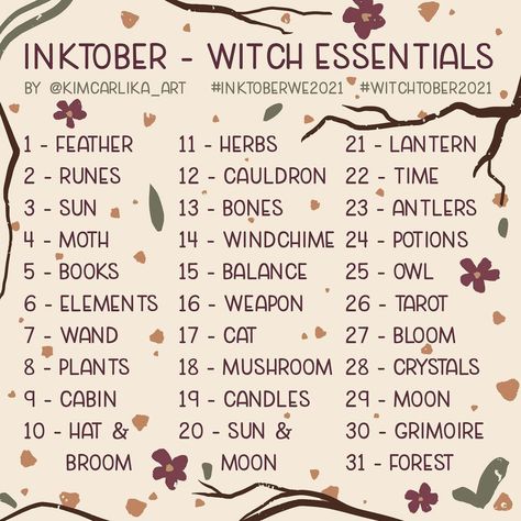 Witch Essentials, 30 Day Art Challenge, Drawing Desk, Journal Challenge, Art Journal Prompts, Drawing Ideas List, Creative Drawing Prompts, Essentials List, Drawing Prompt