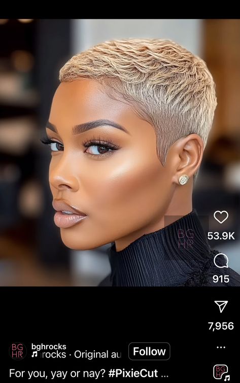 Black Women Hair Natural, Pixie Hairstyles Black Women, Natural Hair Short Hairstyles, Pixie Cuts For Black Women, Black Girls Hair, Short Platinum Blonde Hair, Bold Haircuts, Short Relaxed Hairstyles, Short Shaved Hairstyles