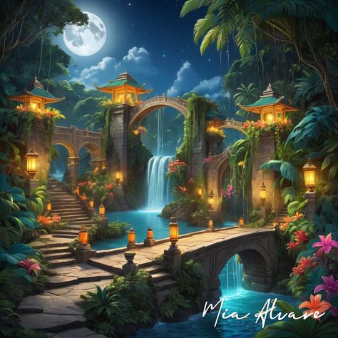 Magical Tropical Paradise by Mia Learning to use http://leonardo.ai @LeonardoAi_ #ai #aiart #digitalart #fantasyart #aiartwork #aiartcommuity Easy Outdoor Projects, Redeeming Love, Stone Walkway, Backyard Paradise, Story Board, Fantasy Places, Tropical Paradise, Heaven On Earth, Outdoor Projects