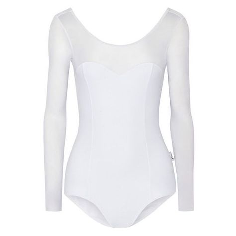 Ballet Beautiful Mesh-paneled stretch leotard ❤ liked on Polyvore featuring activewear and ballet beautiful Sweetheart Neckline Shirt, White Mesh Shirt, Ballet Shirts, White Leotard, Ballet Top, Ballet Beautiful, Leotards Ballet, Dance Leotards, Sporty Girls