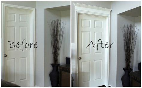 Over door trim Easy DIY project that will make your home look better and it's easy and cheap Door Header, Decoration Shabby, Door Molding, Door Trims, Home Upgrades, Diy Door, Diy Home Improvement, Home Reno, Interior Door