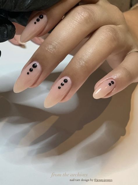 Three Dot Nails, French Tip Nails With Dots, Dot French Tip Nails, Nails With Dots Simple, Fun Neutral Nails, Nail Designs Grunge, Nails With Dots, Natrual Nails, Dot Nail Designs